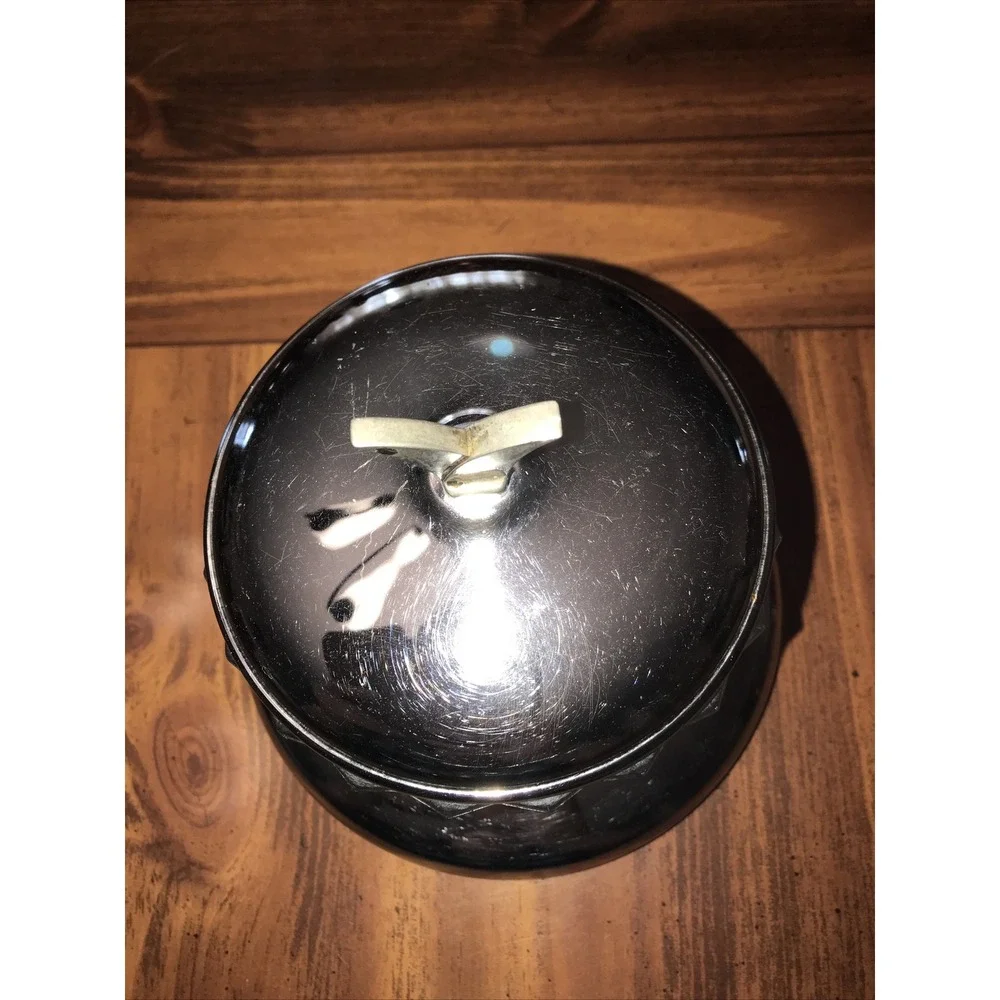 Vintage Lazy Susan Lid Bottom Glass‎ relish Jelly Dish Stainless Steel Bowl